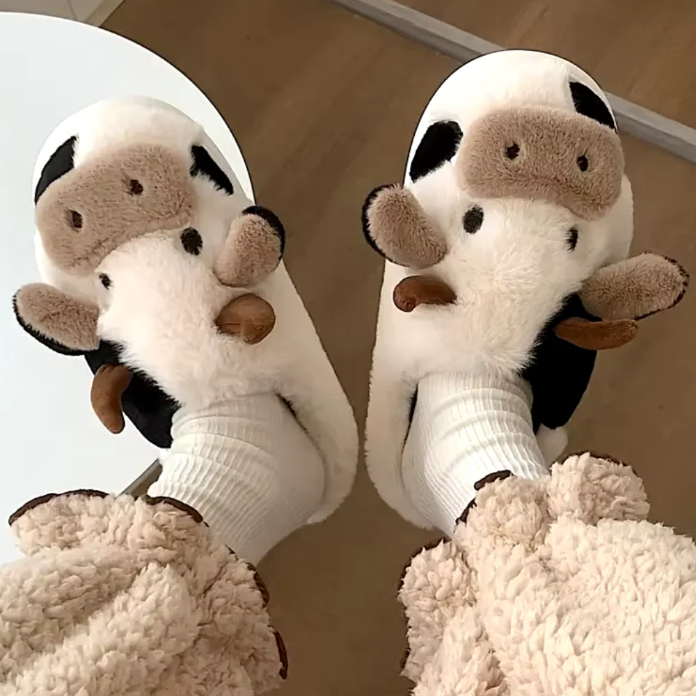 Cozy Cow Plush Slippers