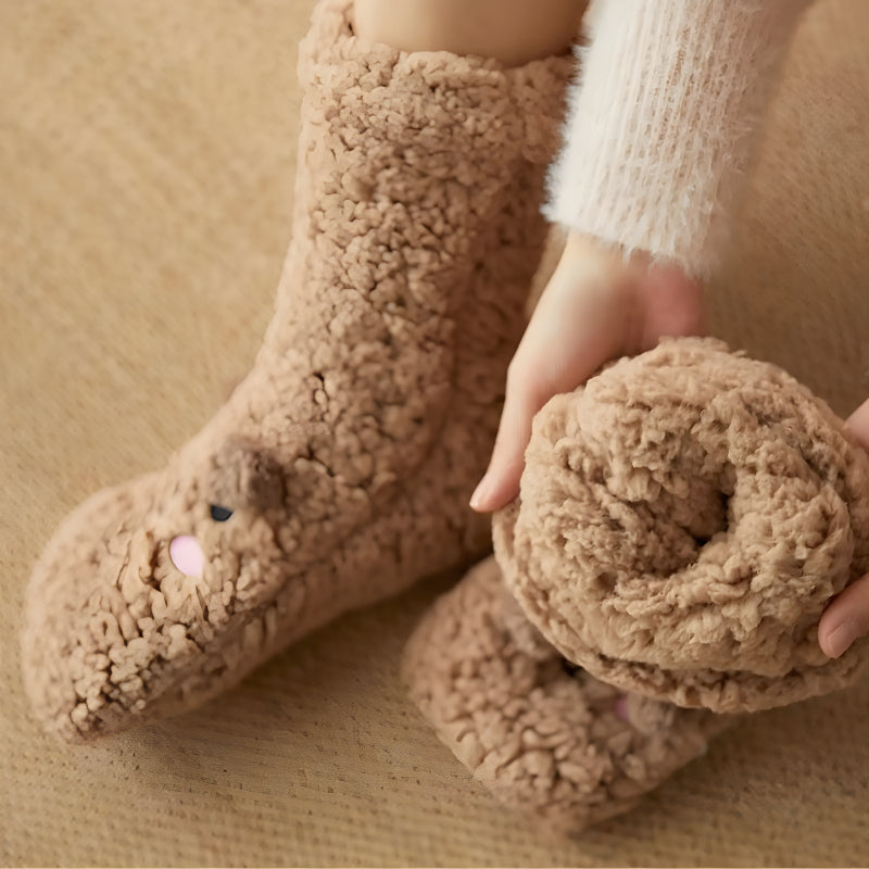 Cozy Plush Bear Themed Indoor Slippers