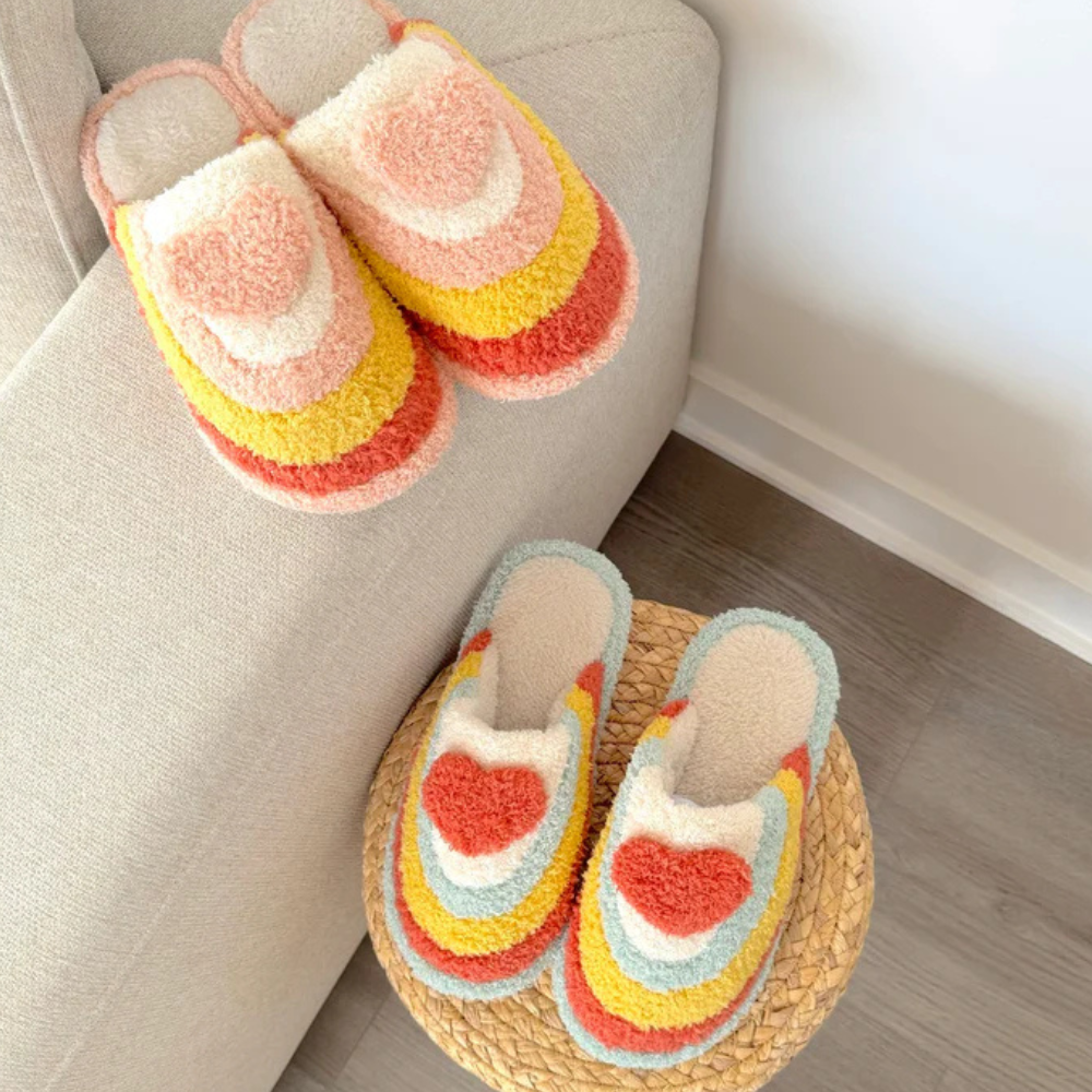 Vibrant Cozy Rainbow Slippers