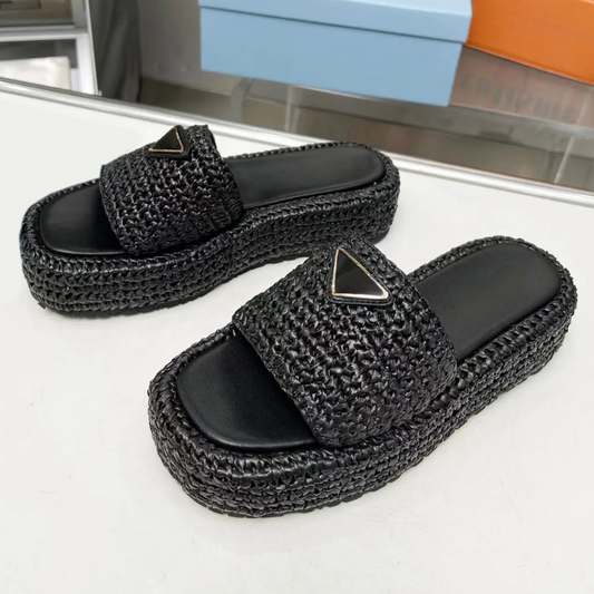 Braided Slip On Platform Sandals