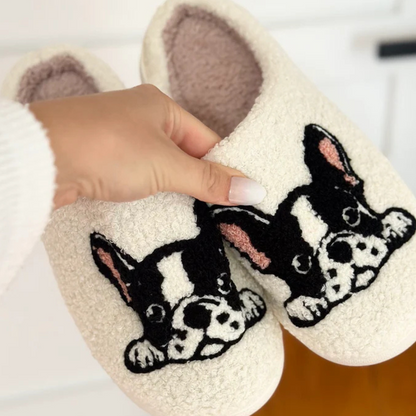 Terrier Print Cozy Slip On Slippers