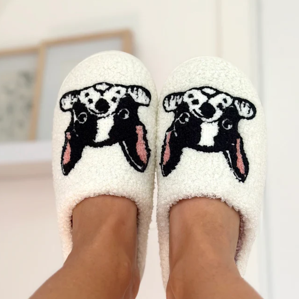 Terrier Print Cozy Slip On Slippers