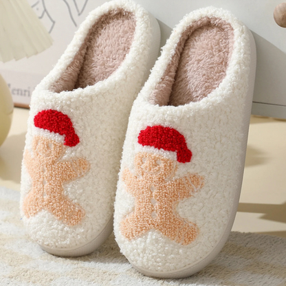 Festive Holiday Slide Slippers With Embroidered Designs