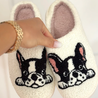 Terrier Print Cozy Slip On Slippers