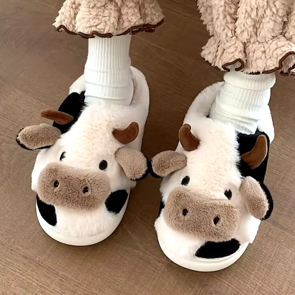 Cozy Cow Plush Slippers