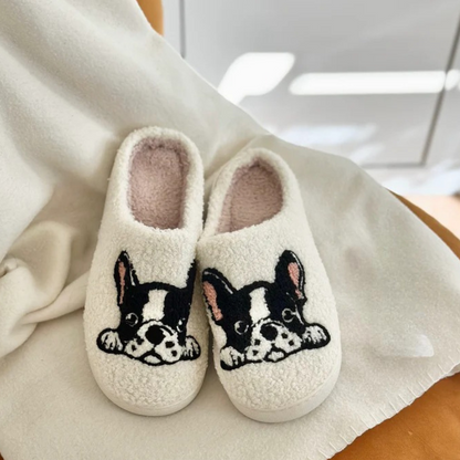 Terrier Print Cozy Slip On Slippers