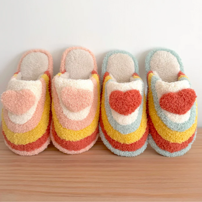 Vibrant Cozy Rainbow Slippers