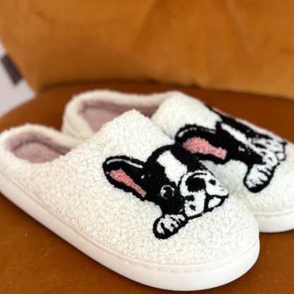 Terrier Print Cozy Slip On Slippers