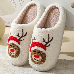 Festive Holiday Slide Slippers With Embroidered Designs