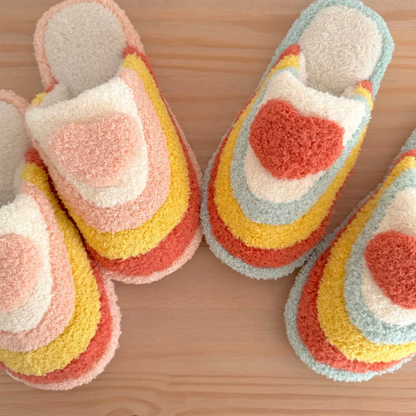 Vibrant Cozy Rainbow Slippers