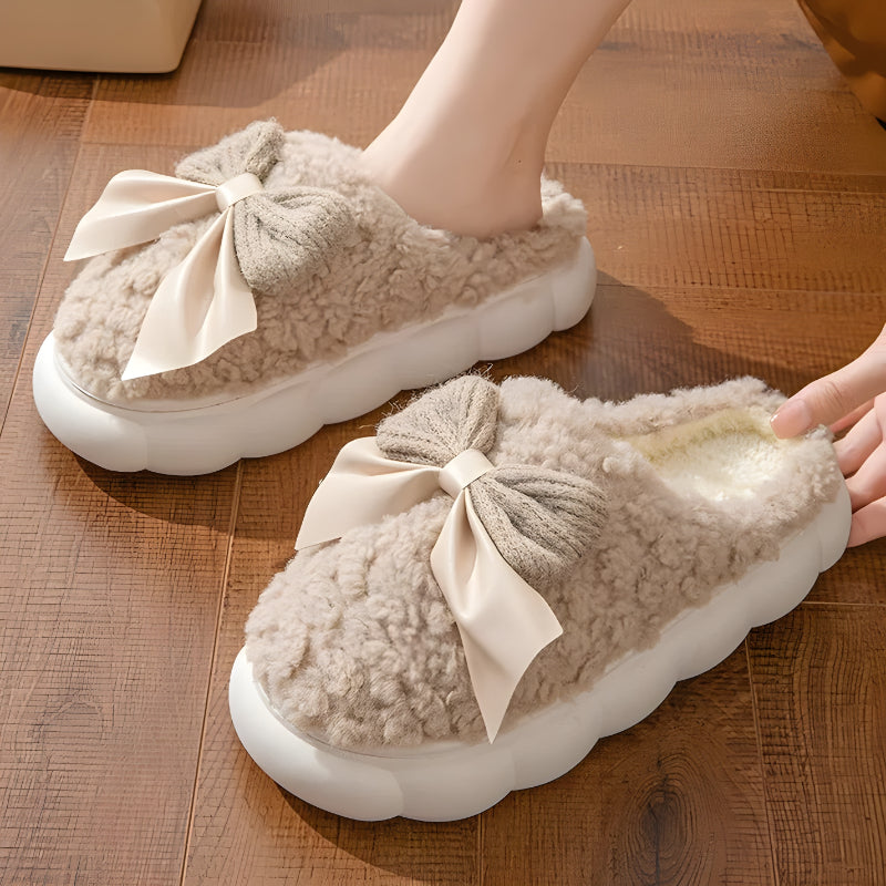 Fleece Bow Accent Indoor Slippers