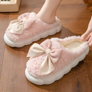 Fleece Bow Accent Indoor Slippers