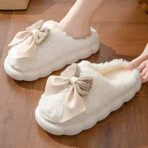 Fleece Bow Accent Indoor Slippers