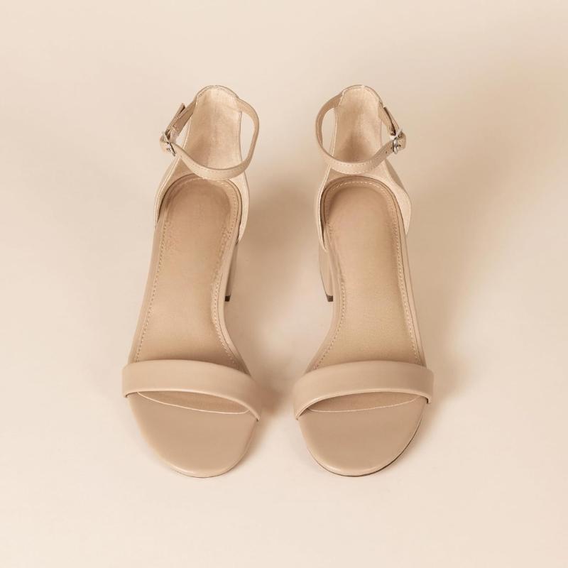 Two Strap Suede Block Sandals