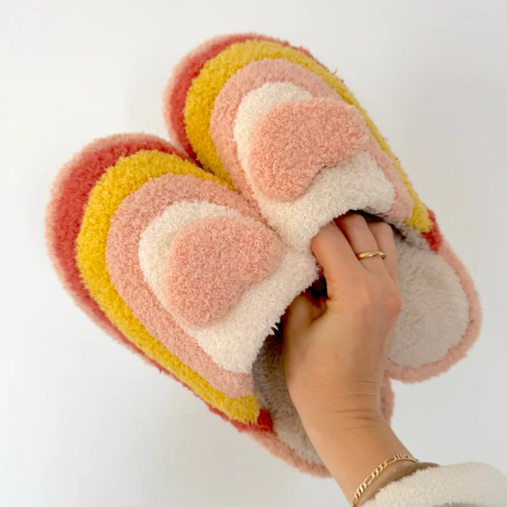 Vibrant Cozy Rainbow Slippers