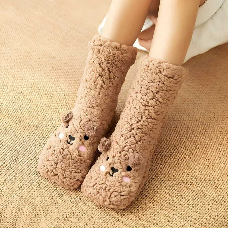 Cozy Plush Bear Themed Indoor Slippers