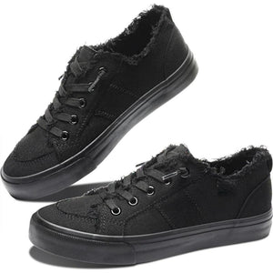 Womens Frayed Canvas Casual Sneakers
