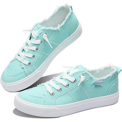 Womens Frayed Canvas Casual Sneakers