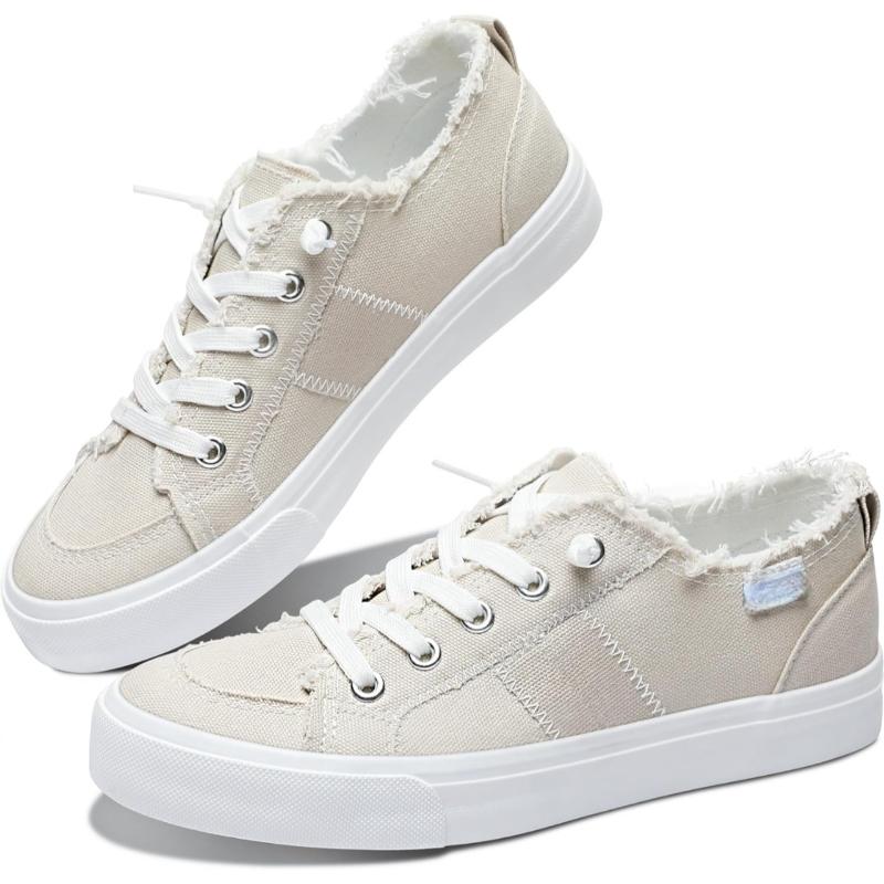 Womens Frayed Canvas Casual Sneakers