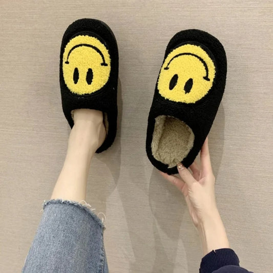 Smile Printed Plush Slippers