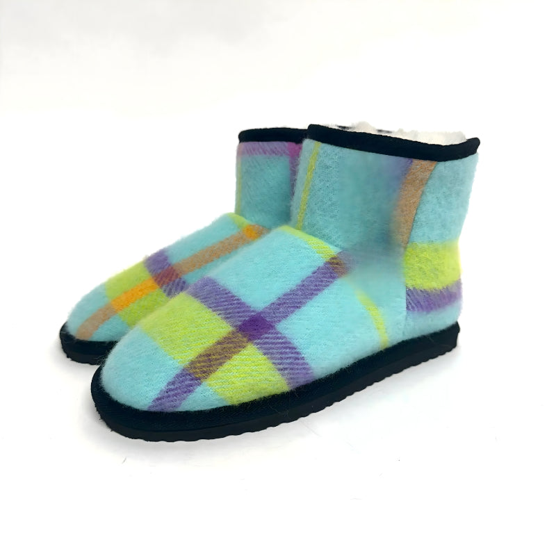 Cozy Plaid Fleece Slipper Booties