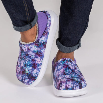 Floral Paw Print Slip On Clogs