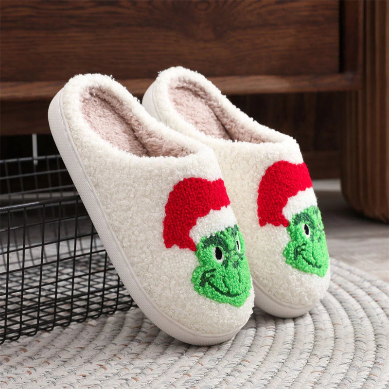 Festive Cozy Claus Grinch Slippers