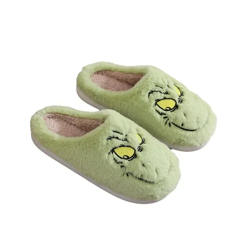 Grinch Character Themed Fuzzy Slippers