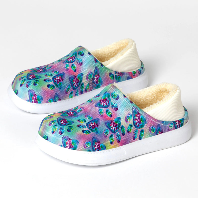 Floral Paw Print Slip On Clogs