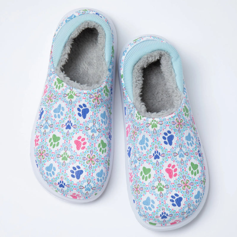 Floral Paw Print Slip On Clogs