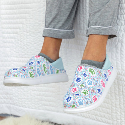 Floral Paw Print Slip On Clogs