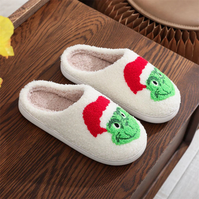 Festive Cozy Claus Grinch Slippers